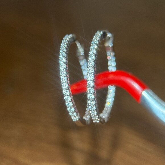 S925 Inside-Out Cz’s Hoops Earrings - Picture 3 of 9